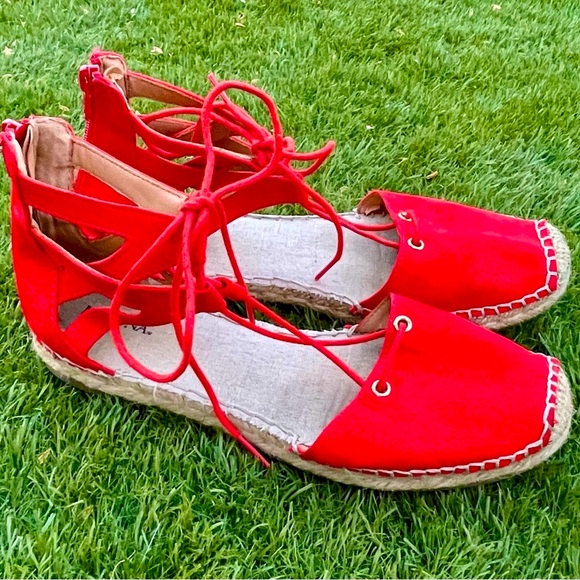 Merona Espadrille Wedge Sandals, Red/Orange, Women’s Size 8 - Picture 2 of 12